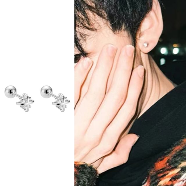 Chimerro-Rhinestone Alloy Barbell Earring