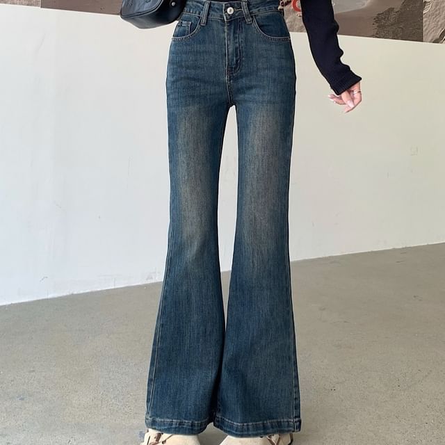 Beem-High Rise Washed Flared Jeans Various Designs