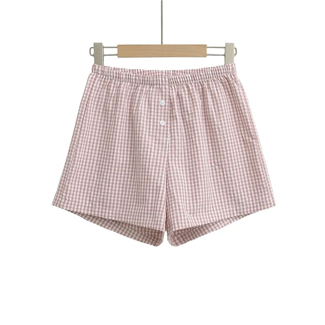 Ulark-Mid Rise Plaid Shorts