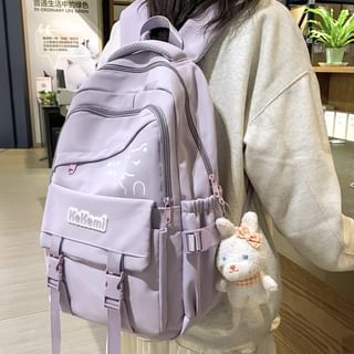 Hikuozy Bear Print Multi Pocket Backpack Bag Charm Set
