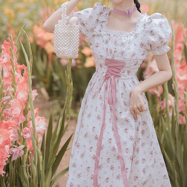 【as\"on】FLORA LACE PUFF DRESS Flora Lace Mini Dress in Green – Elliatt