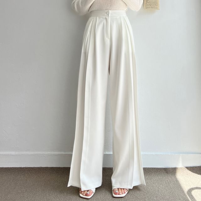 Tulstrix-High Rise Plain Wide Leg Pants
