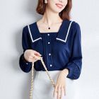 Themis - Lantern-Sleeve Sailor Collar Blouse | YesStyle