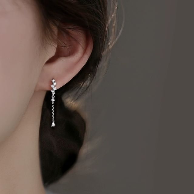 Halfla-Rhinestone S925 Sterling Silver Dangle Earring