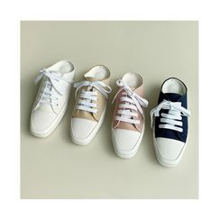 NANING9 - Square-Toe Backless Canvas Sneakers NANING9 - Square-Toe Backless Canvas Sneakers