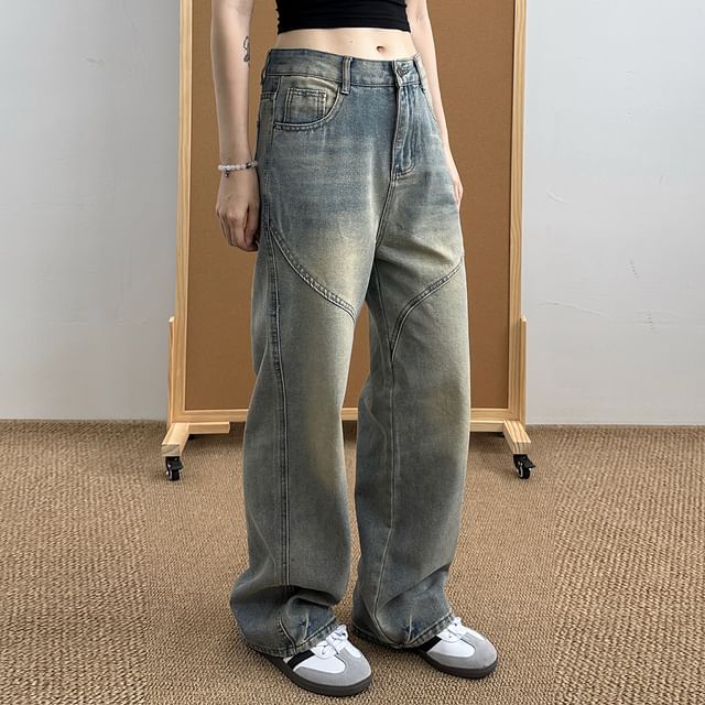 ROOSE-Mid Rise Washed Loose Fit Jeans