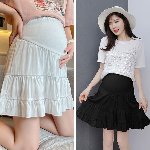 NEUF-Maternity High Rise Plain Mini A-Line Skirt