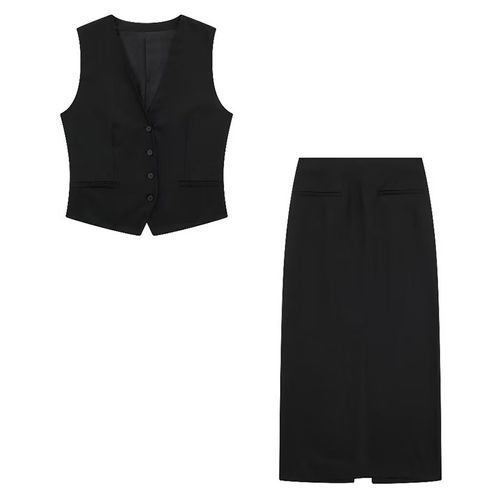 Black pencil skirt outlet vest