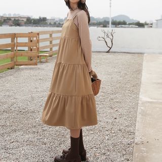 cream midi jumper dress