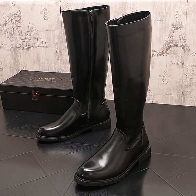 Mr Ozera-Plain Zipper Tall Boots