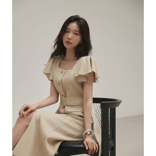 DABAGIRL Flutter-Sleeve Long Coatdress Sale