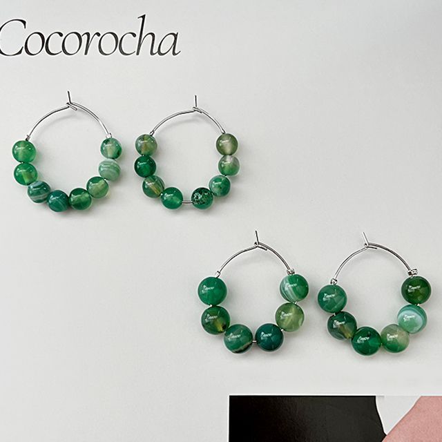 faux jade hoop earrings