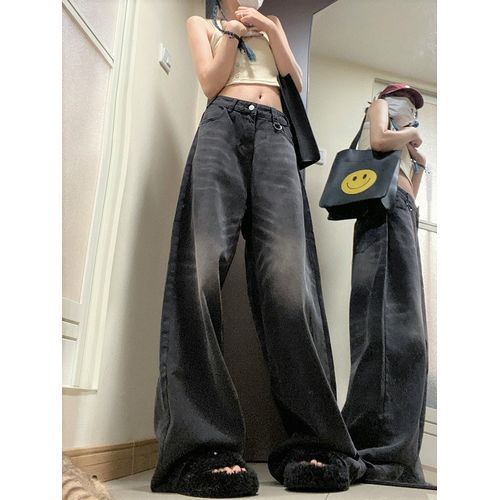 AXEN - Low Rise Gradient Washed Wide Leg Jeans