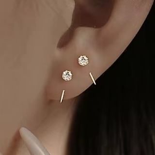 Parskletie-925 Sterling Silver Rhinestone Huggie Earring