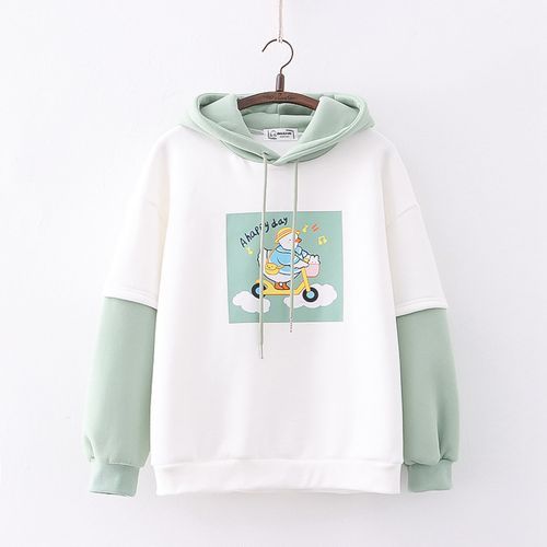 Duck Print Color Block Hoodie