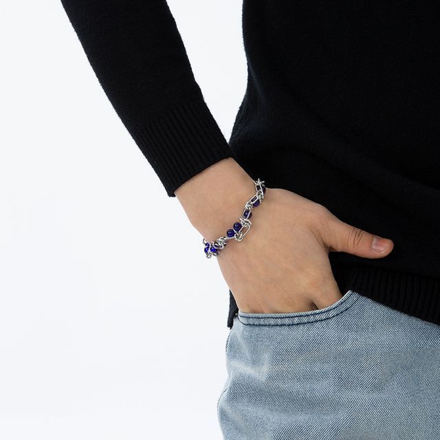 Black Degree-Beaded Chain Bracelet
