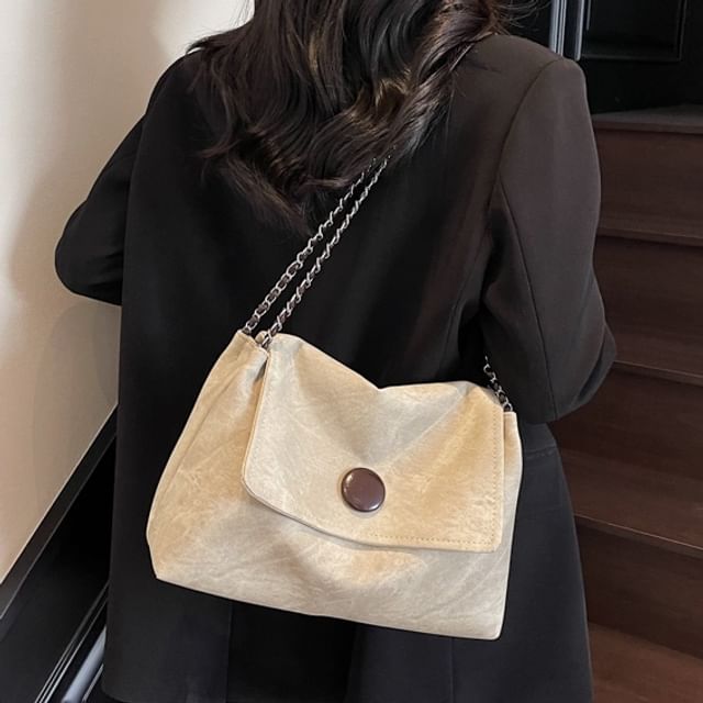 Basaran-Faux Leather Flap Shoulder Bag