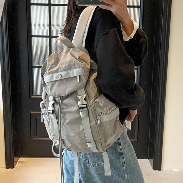 Skyglow-Canvas Buckled Flap Backpack