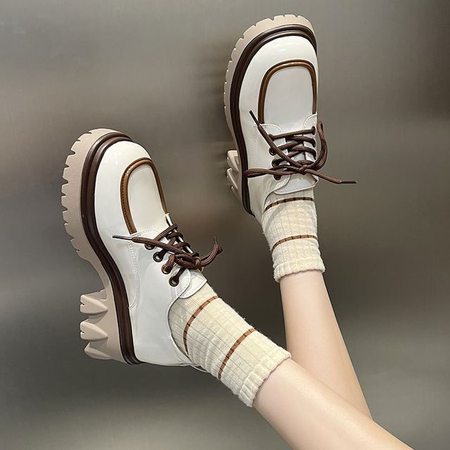 Anjay-Platform Contrast Trim Lace Ups