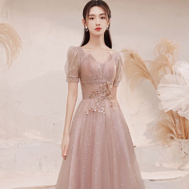OOMEI - Mesh A-Line Cocktail Dress / Evening Gown