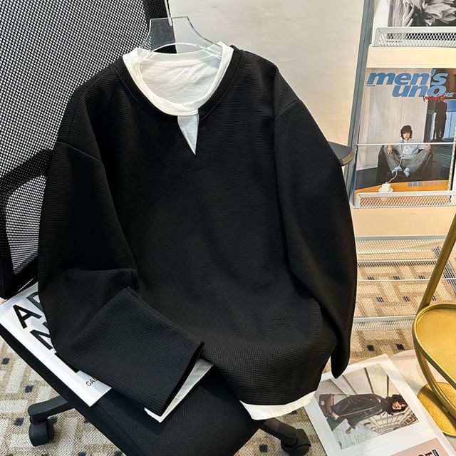 Plummie-Mock Two Piece Plain Sweatshirt