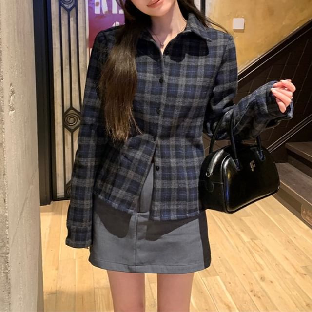 Moon City-Plaid Button-Up Shirt
