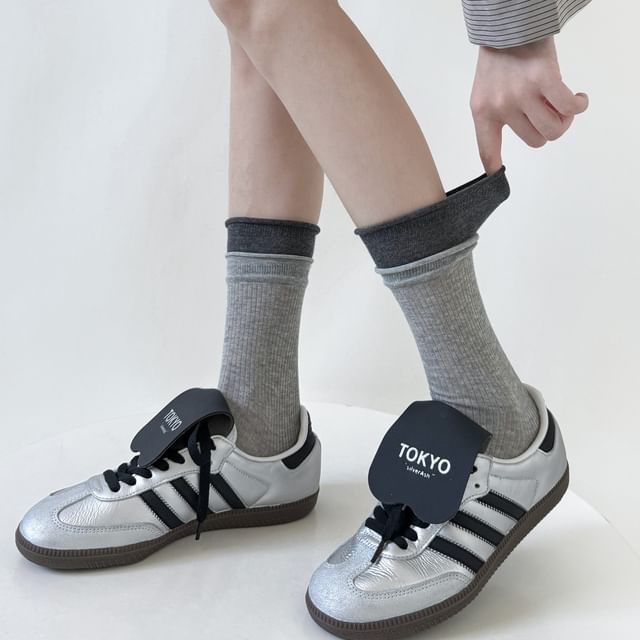 Gentiana-Two Tone Ribbed Socks