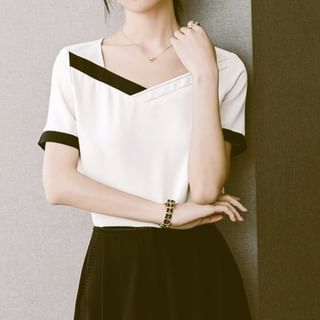 Dragan Pulse-Short-Sleeve Plain Contrast Trim Tee