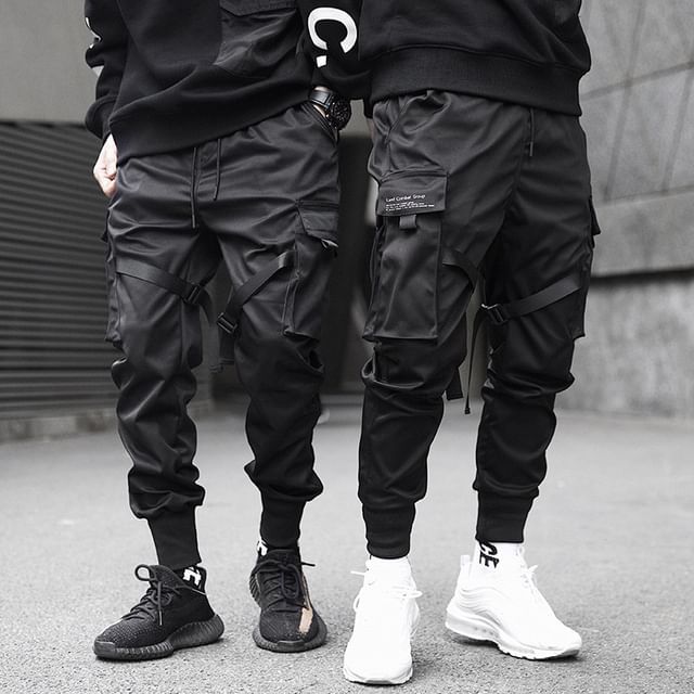 Nightbell-High Waist Plain Tapered Cargo Pants