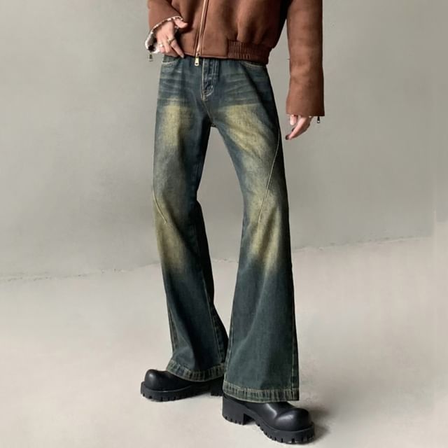 Maviyn-Mid Rise Washed Bootcut Jeans