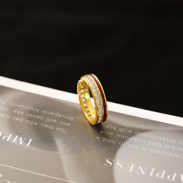 Forainer-Rhinestone Glaze Alloy Ring
