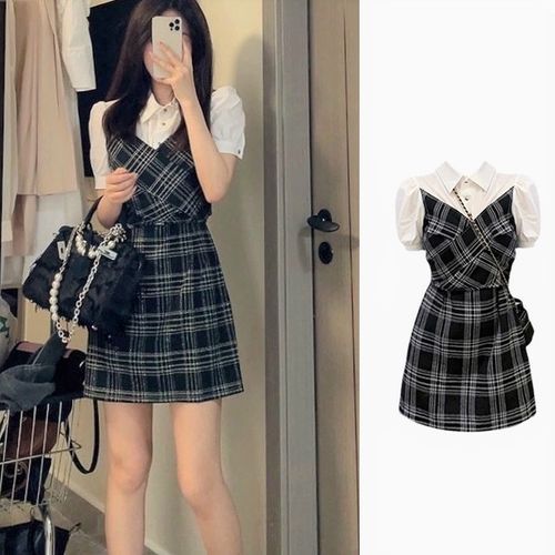 Plaid two piece dress best sale