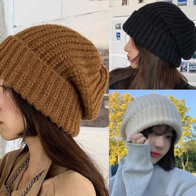 Nikifa-Einfarbige lässige Strickmütze
