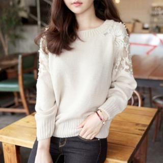 pearl shoulder sweater