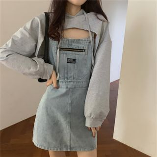 Spaghetti Strap A-Line Denim Dress 
