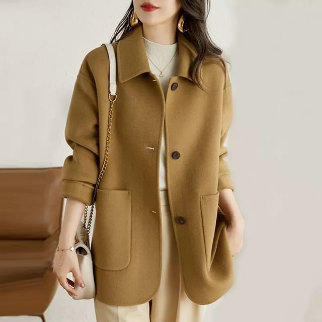Jeonseon-Collar Single-Breasted Coat