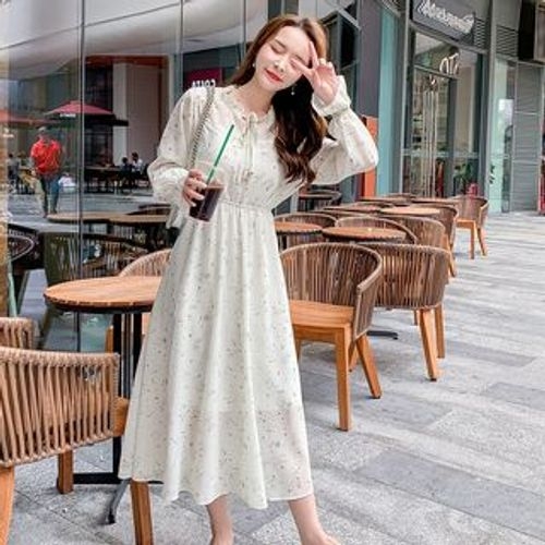 Fancy Show - Bell-Sleeve Floral Midi Chiffon Dress | YesStyle Fancy Show - Bell-Sleeve Floral Midi Chiffon Dress | YesStyle