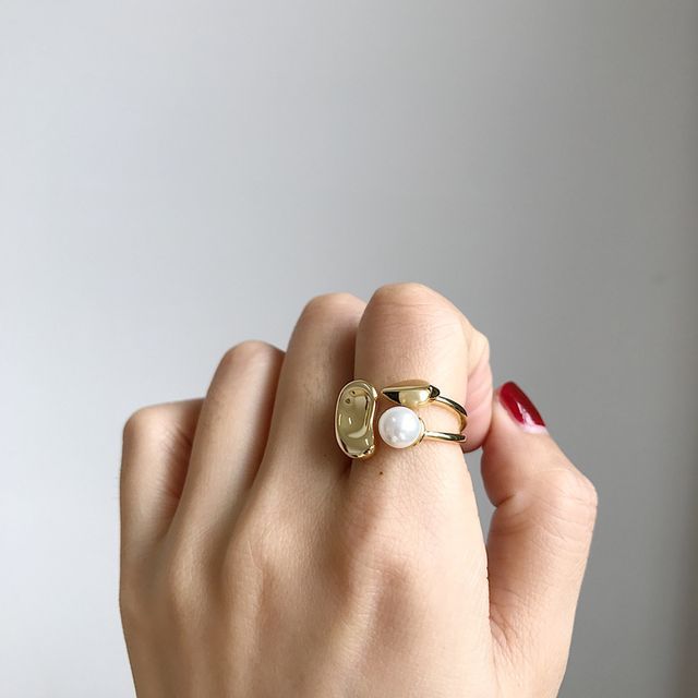 Forainer-Faux Pearl Open Ring