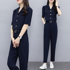 Lewwe - Set: Short-Sleeve Blouse + Pants Lewwe - Set: Short-Sleeve Blouse + Pants