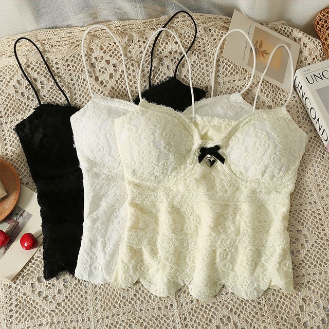 Lemongrass Ribbon Lace Bustier Top YesStyle