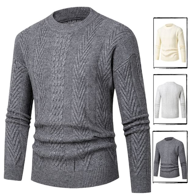 FORSETI-Long-Sleeve Crew Neck Cable Knit Top