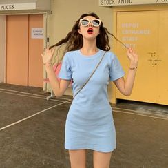 Lushii - Short-Sleeve Mini T-Shirt Dress Lushii - Short-Sleeve Mini T-Shirt Dress
