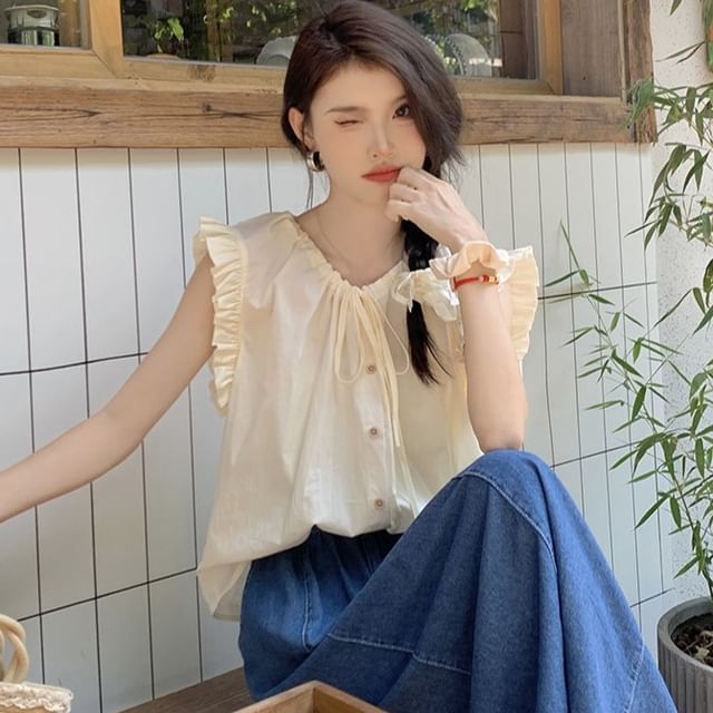 ANORA-Cap-Sleeve Plain Blouse