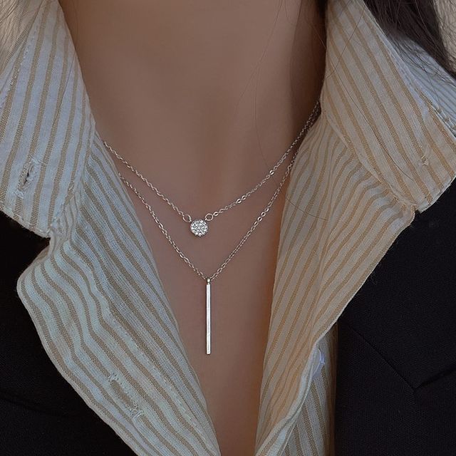Show Mind-Rhinestone Layered Necklace