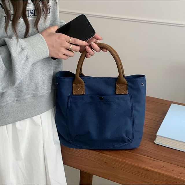 TangTangBags-Contrast Strap Canvas Tote Bag