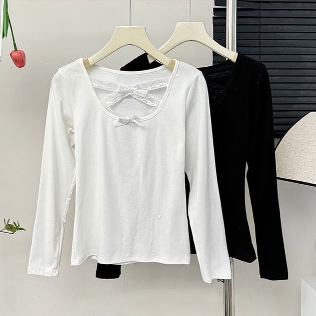 Lemongrass-Lace-Front Slim-Fit Plain Tee