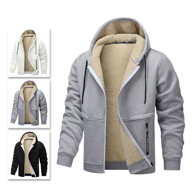 Bay Go Mall-Fleece Lined Hooded Zip-Up Jacket