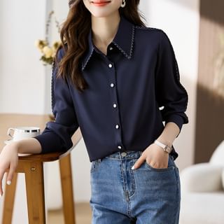 Dragan Pulse-Long Sleeve Collared Contrast Trim Shirt