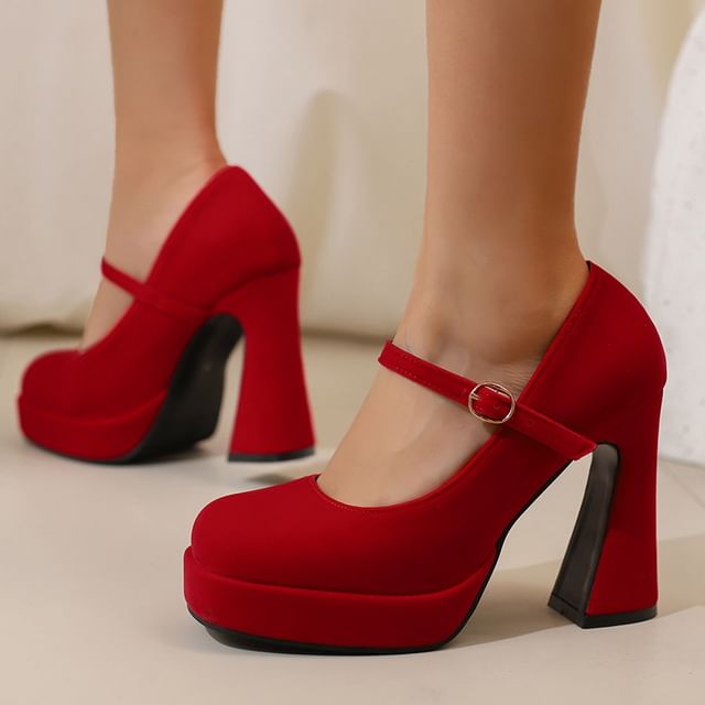 Cinnabelle-High Heel Plain Mary Jane Pumps