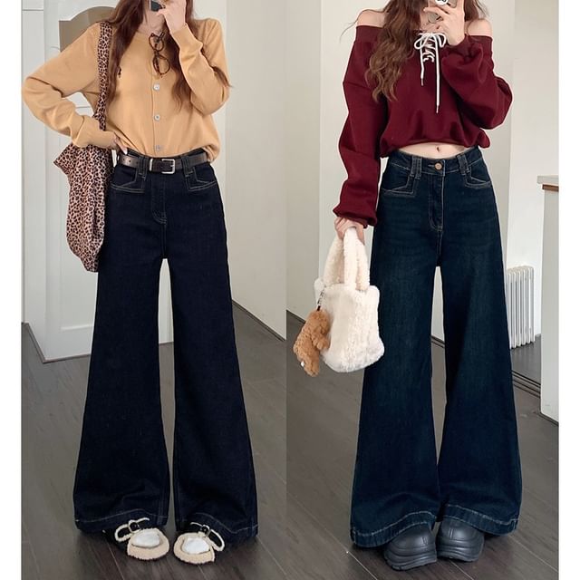 Gilmort-Mid Waist Wide Leg Jeans